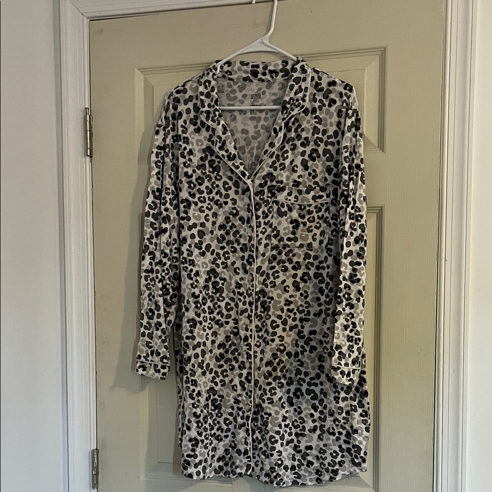 Stars Above Leopard Print Pajamas - Black and White
